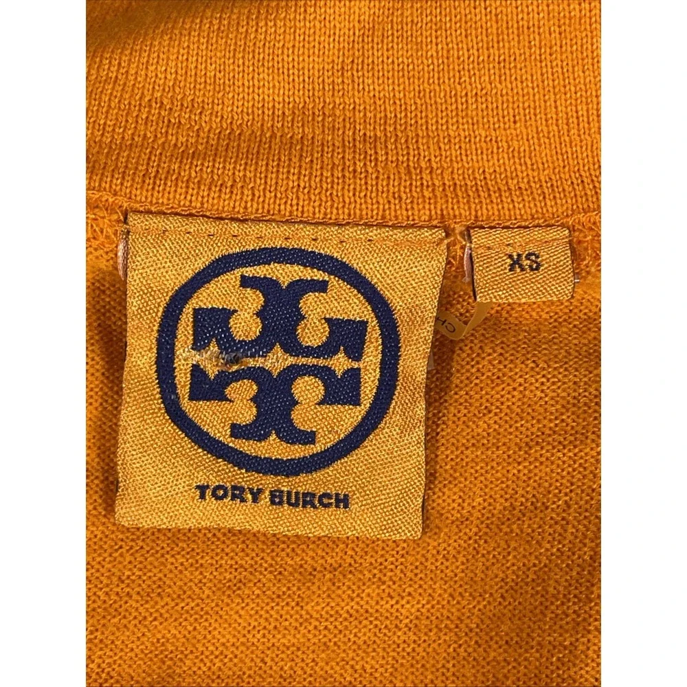 Tory Burch Cardigan Womens Size Extra Small Orange Merino Wool Big‎ Buttons